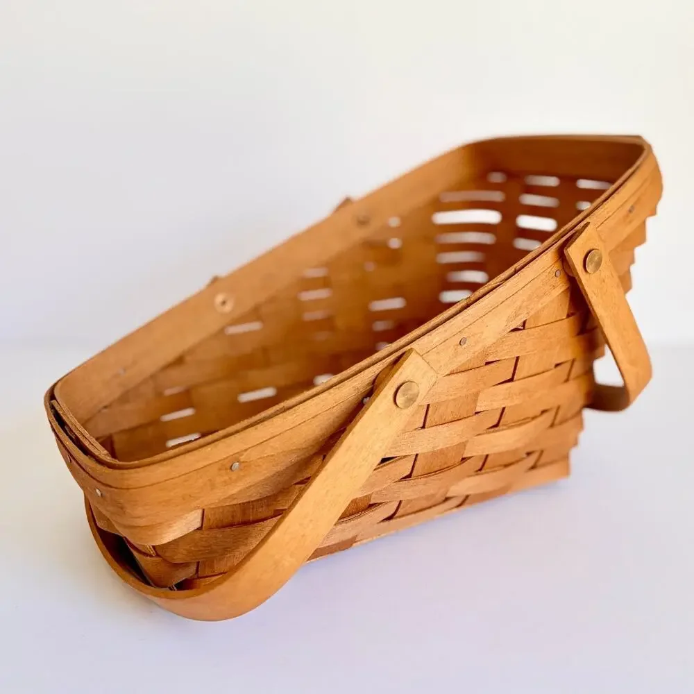 Longaberger Basket 1992 Market Style Swing Handle Handwoven USA Pre Tag